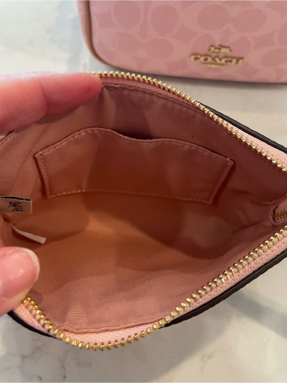 Coach Pink Signature Mini Carey Crossbody with Matching Wristlet - Picture 15 of 16